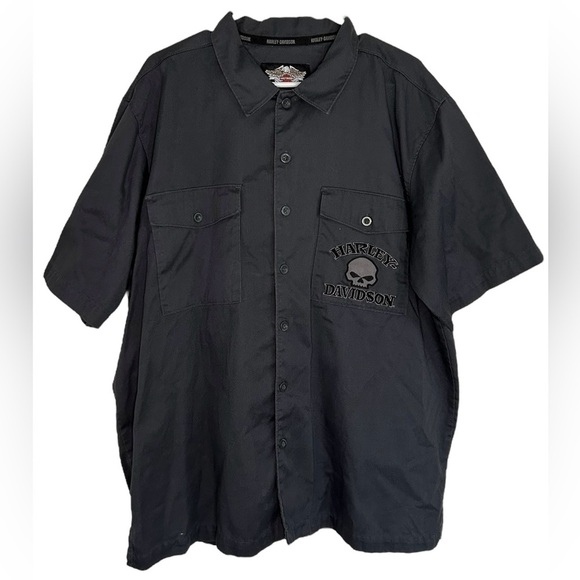 Harley-Davidson Willie G Skull Gray Button Shirt Men’s Size XL Garage Biker - Picture 11 of 11